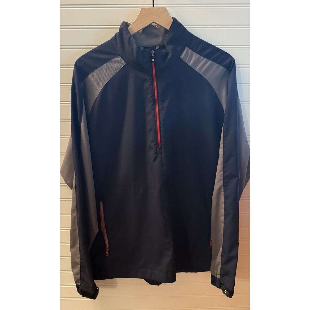 FootJoy Jacket Mens M Navy Blue Golf Quarter Zip Pullover Stretch Mock Neck